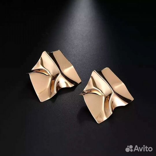 Золотые/серебряные серьги крупные для фотосессии