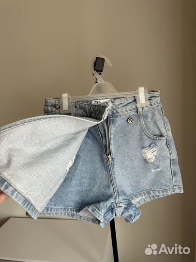Шорты-юбка джинсовые zara xs