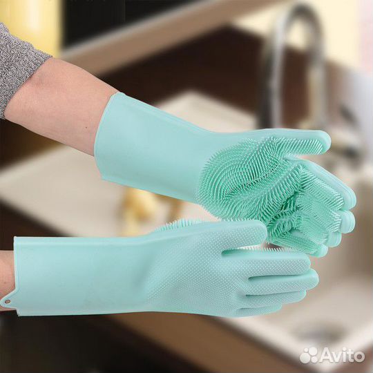 Многофункциональные силиконовые перчатки-скрубберы
