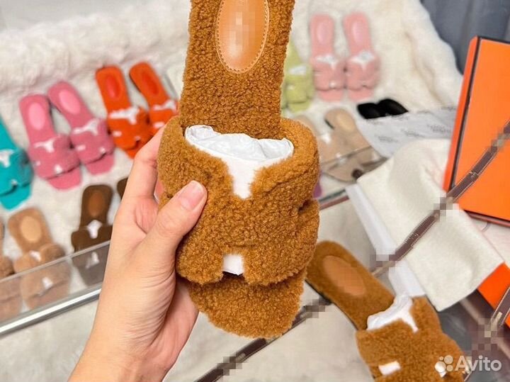 Hermes Oran меховые (коричневые)