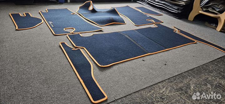 Автоковрики для газ-21-3, синие с оранж. кантом