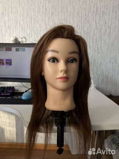 Голова манекен натуральные волосы + штатив