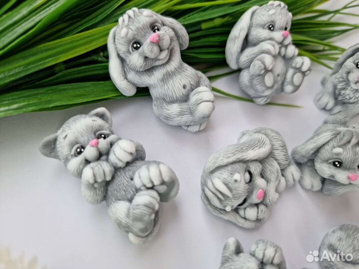 Мыло ручной работы/ зайчик/ котёнок/ подарок