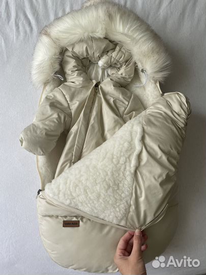 Зимний конверт в коляску + комбинезон 56-62