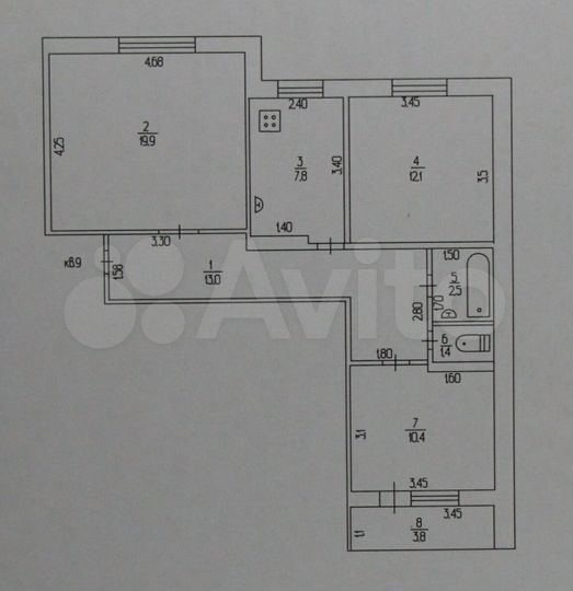 3-к. квартира, 67,1 м², 3/9 эт.