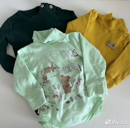 Водолазка-боди 62-68, комплект 3шт