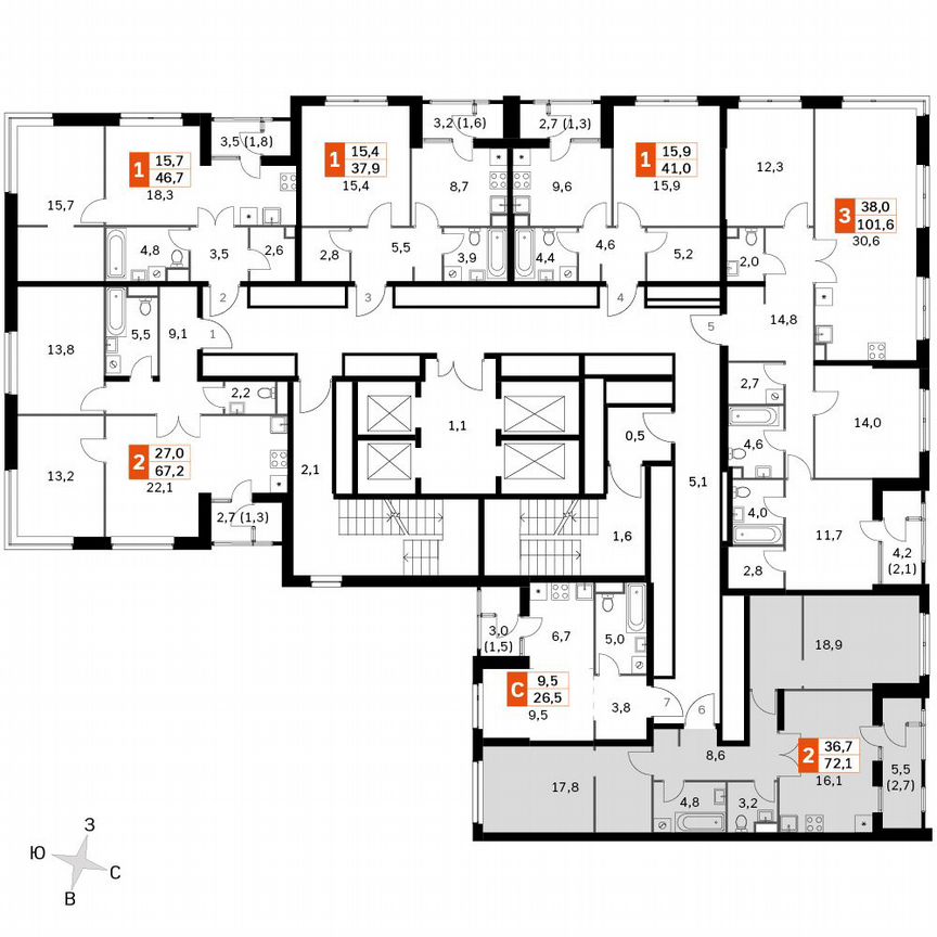 2-к. квартира, 72,1 м², 11/11 эт.