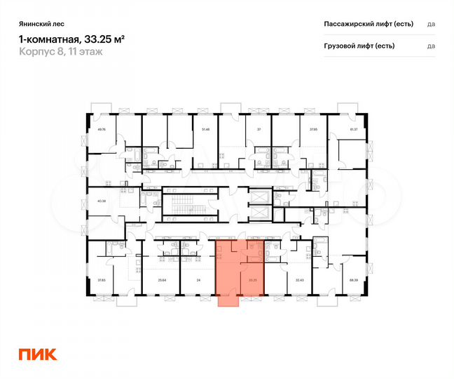 1-к. квартира, 33,3 м², 11/15 эт.