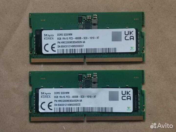 Память для ноутбука 16Gb ddr5 (2 по 8гб)