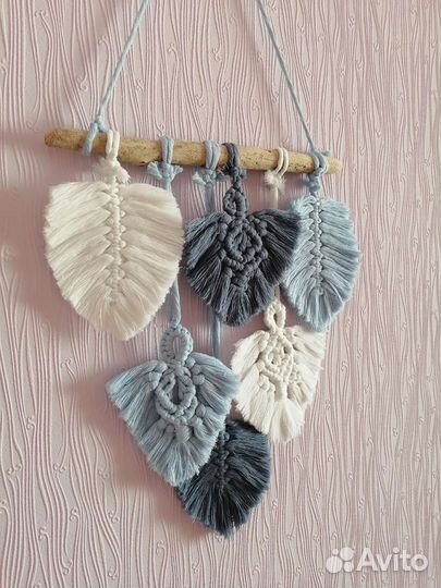 Макраме панно листья