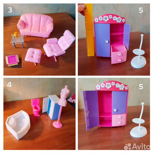 Мебель для кукол (Гостиная, ванная, детская)