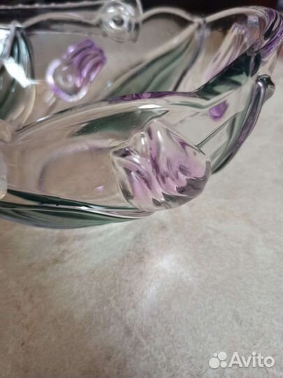 Ваза конфетница цветное стекло