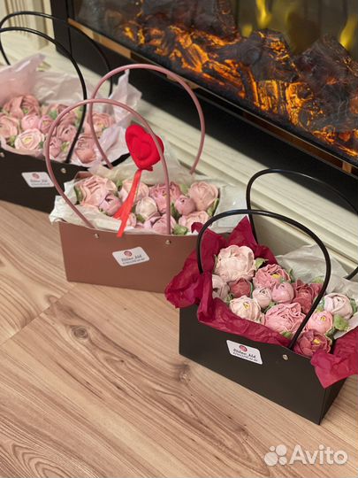 Букеты из зефирных цветов