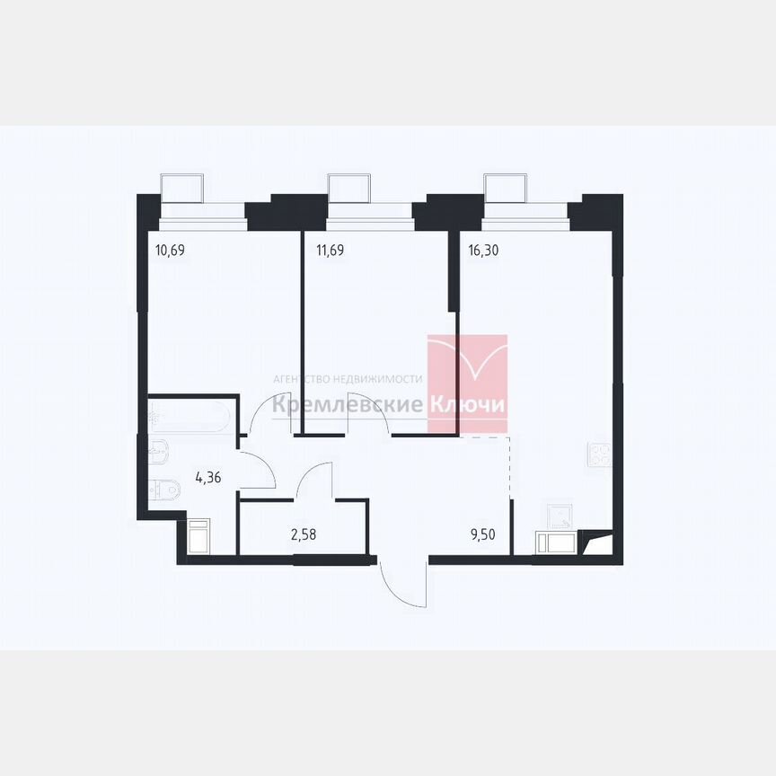 2-к. апартаменты, 55,1 м², 10/23 эт.