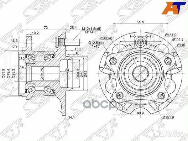 Ступичный узел задн. toyota kluger/harrier CU2