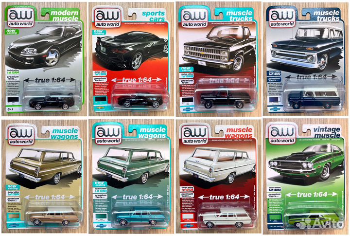 Модели Auto World Chevrolet, Toyota, Dodge 1:64