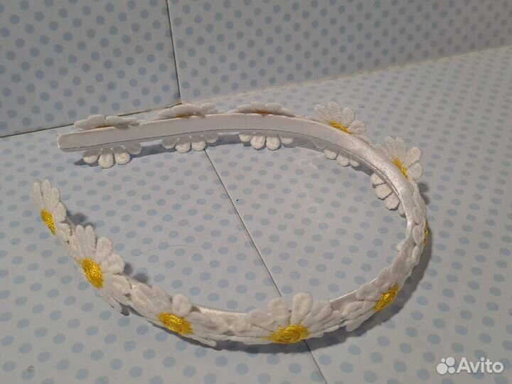 Ободок детский для волос с ромашками