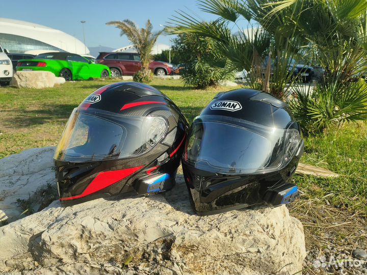 Мото шлем с переговорным устройством Soman