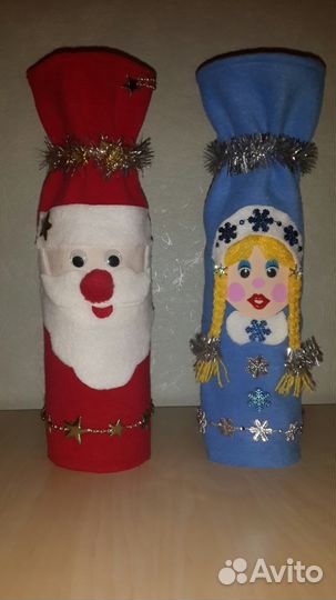 Новогодний чехол для бутылок на стол