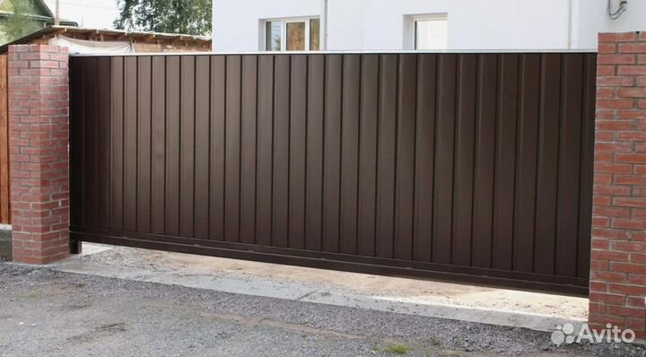 Ворота откатные алюминиевые с заполнен (Prestige)