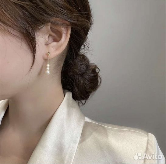 Серьги с жемчугом длинные