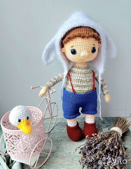 Малыш, мальчик-зайчик и лягушонок ручной работы