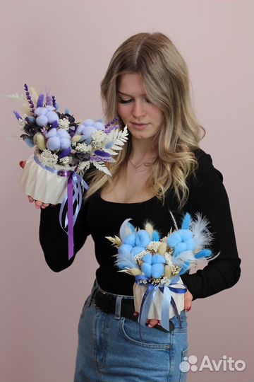 Кашпо с сухоцветами