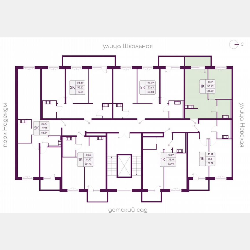 1-к. квартира, 36,6 м², 5/5 эт.