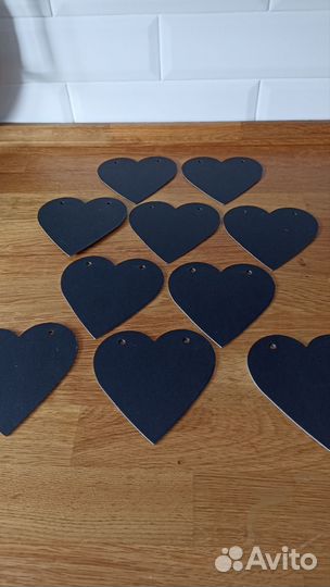 Декор чёрное сердечко 10 штук