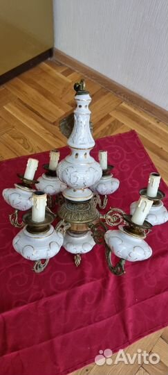 Люстра потолочная бронза фарфор Югославия