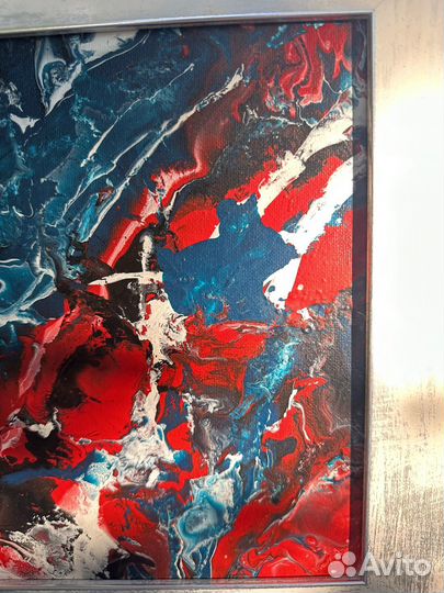 Картина Синий кот абстракция акрил