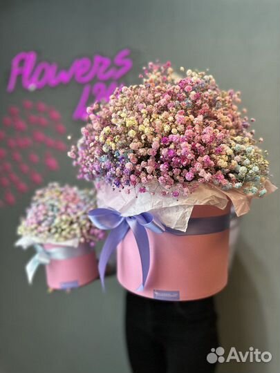 Композиция из гипсофилы в коробочке от Flowers124