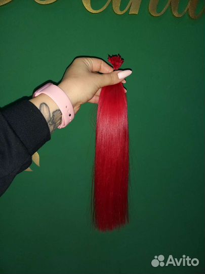 Волосы для наращивания натуральные красные 32см