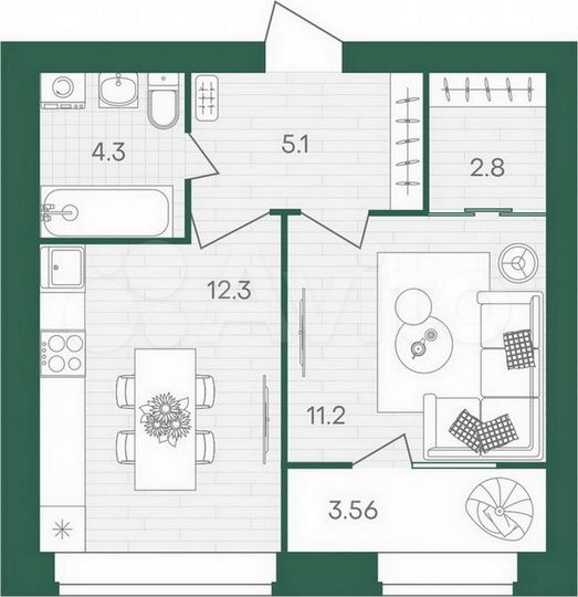 1-к. квартира, 39,3 м², 6/10 эт.