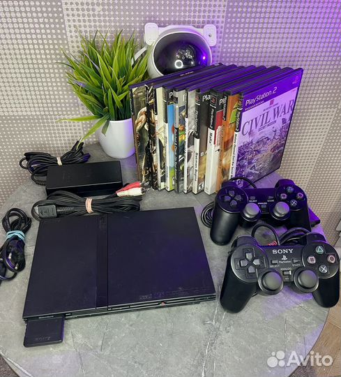 Sony PS2 slim + диски