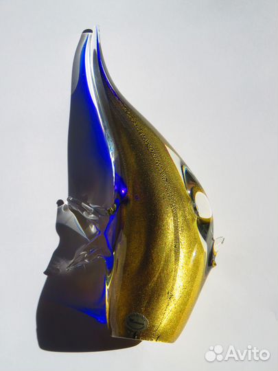 Муранское стекло с золотом, статуэтка рыба-луна