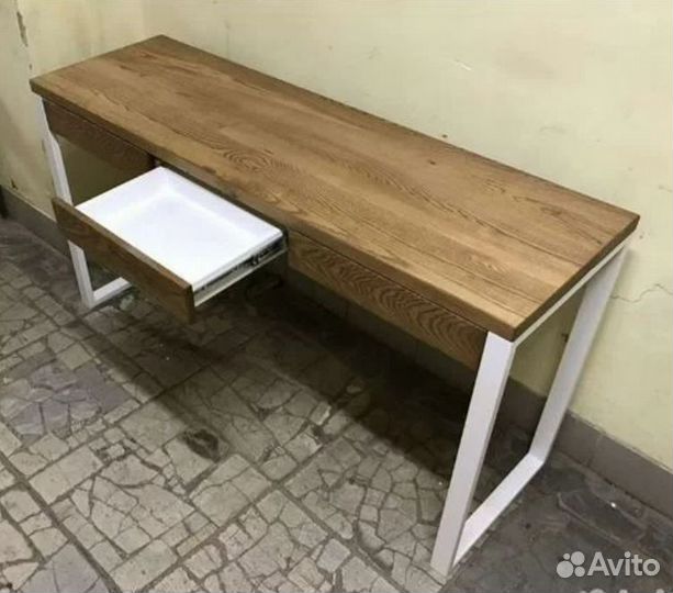 Современный стол в стиле лофт с ящиками