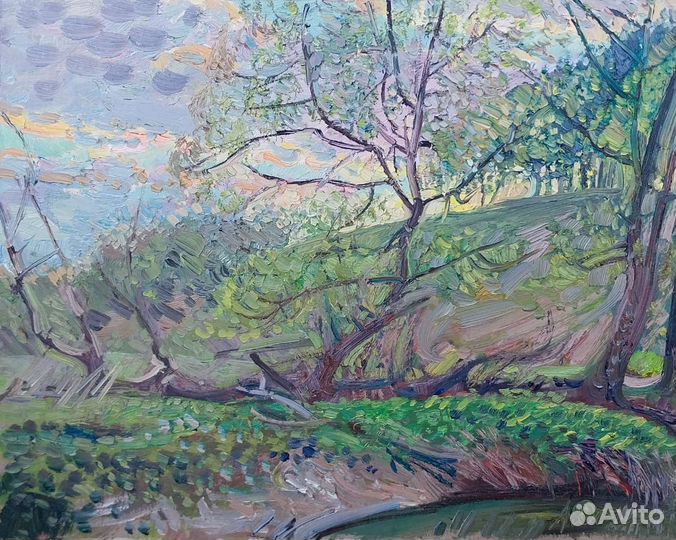 Весенний этюд. Картина маслом. Картон, масло