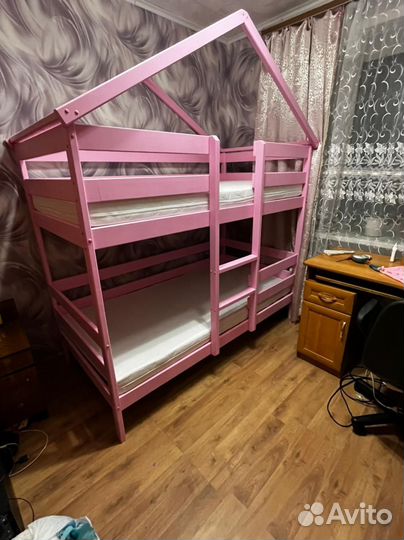 Детская кровать двухъярусная береза