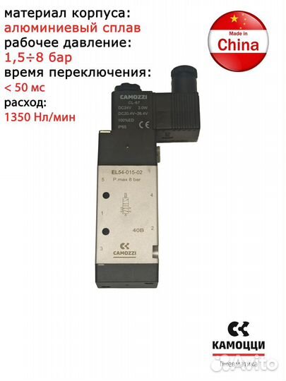 Пневмораспределитель 5/2 220V EL54-015-22 camozzi