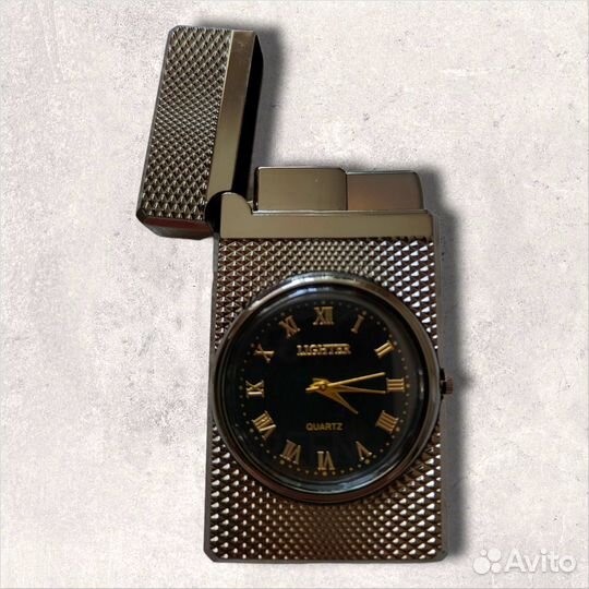 Подарочная газовая оникс (2) зажигалка с часами