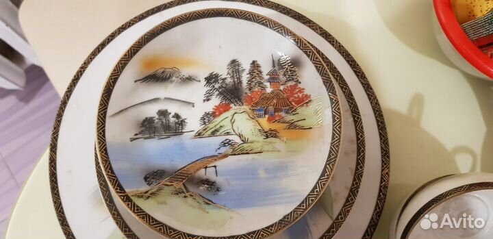 Сервиз, фарфор, Япония, гейши, литофания, комплект