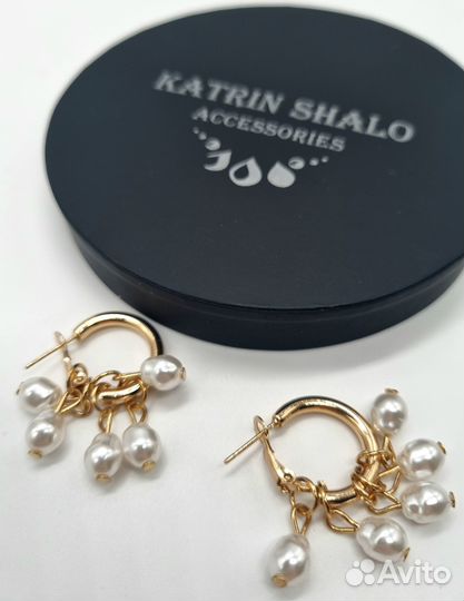 Серьги-кольца с жемчужинами