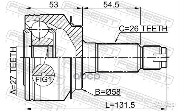 Шрус внешний перед прав лев Febest
