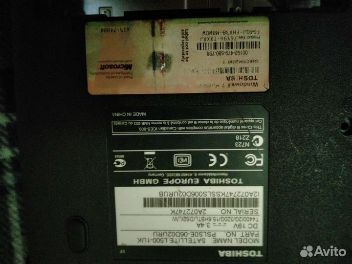 Ноутбук toshiba Satellite L500-1UK