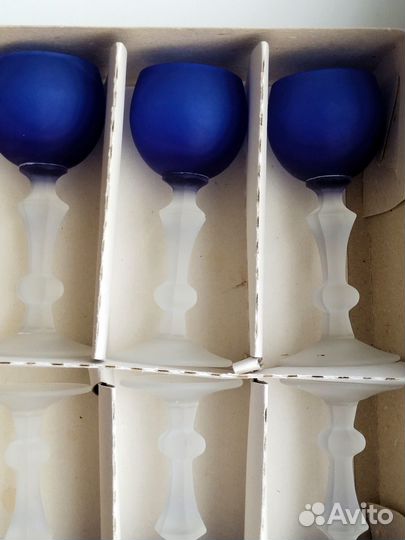 Фужеры. Редкие. Матовое стекло.Кобальт. СССР