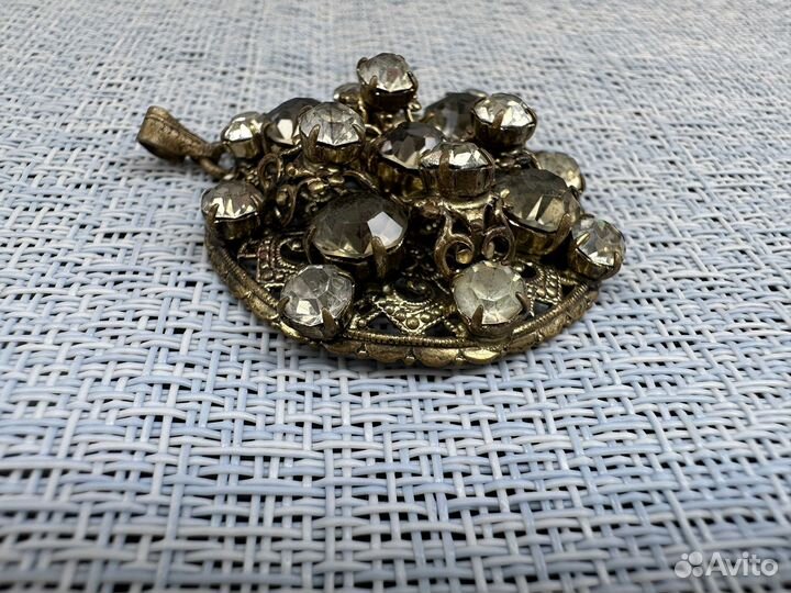 Подвеска кулон дымчатое чешское стекло СССР винтаж