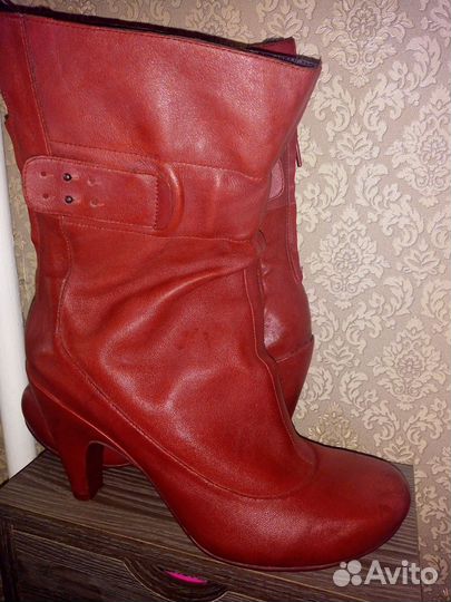 Полусапожки марки Tsubo, б/у, нат.красная кожа