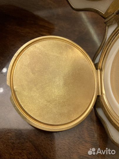Пудреница винтажная серебро с позолотой
