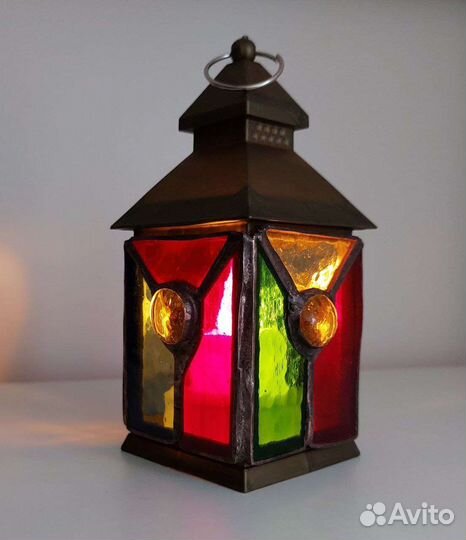 Витражный фонарик с кабошонами